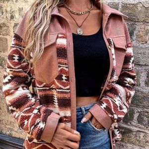 Sage pink XL women schacket aztec
